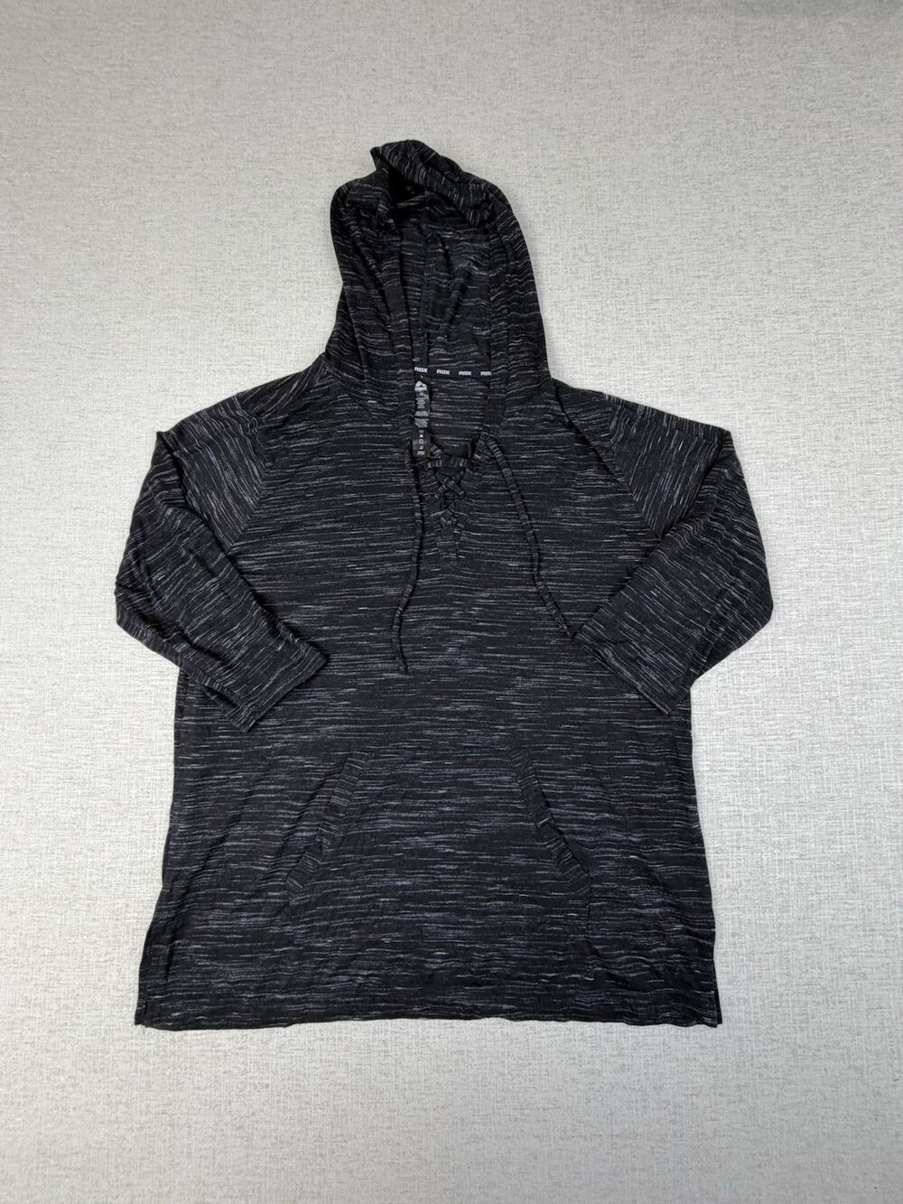 RBX Women’s 1X Black Gray Space Dye Cowl Neck Hoodie Tunic Pullover Activewear